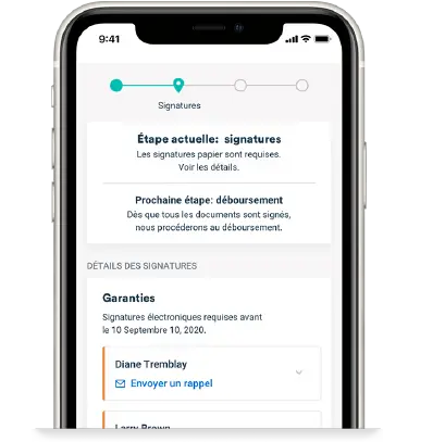 Example de demande de prêt sur l'application bdc