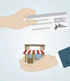 two hands exchanging a check and a business