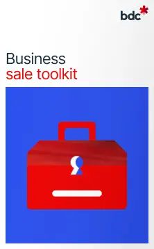 Illustration of a red toolkit with the text Business Sale Toolkit
