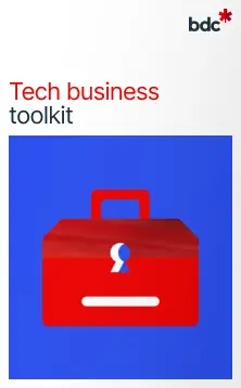 Illustration of a red toolkit with the text Tech Business Toolkit