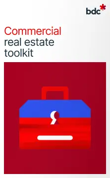 Illustration of a red toolkit with the text Commercial Real Estate Toolkit